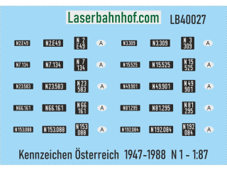 Decals Kennzeichen Österreich - N 1 - 1:87