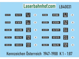 Decals Kennzeichen Österreich - K 1 - 1:87