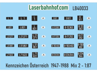 Decals Kennzeichen Österreich - Mix 2 - 1:87