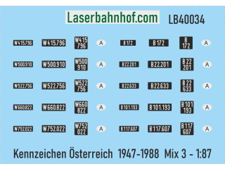 Decals Kennzeichen Österreich - Mix 3 - 1:87