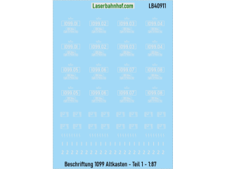 Decals Beschriftungssatz 1099 Altkasten 01-08 - Variante 2 - 1:87