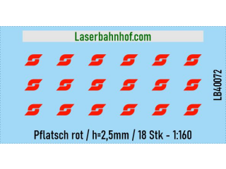 Decals Pflatsch rot / h=2,5mm / 18 Stk - 1:160